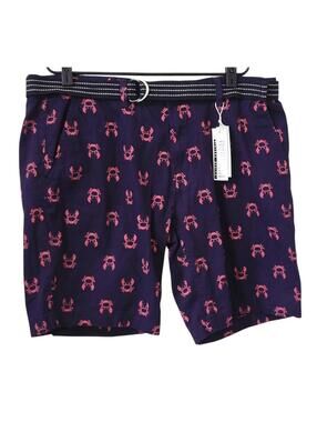 Knickerbocker Men's Shorts Size 36 Blue Chino NWT Stretch Flex Belted Crabs